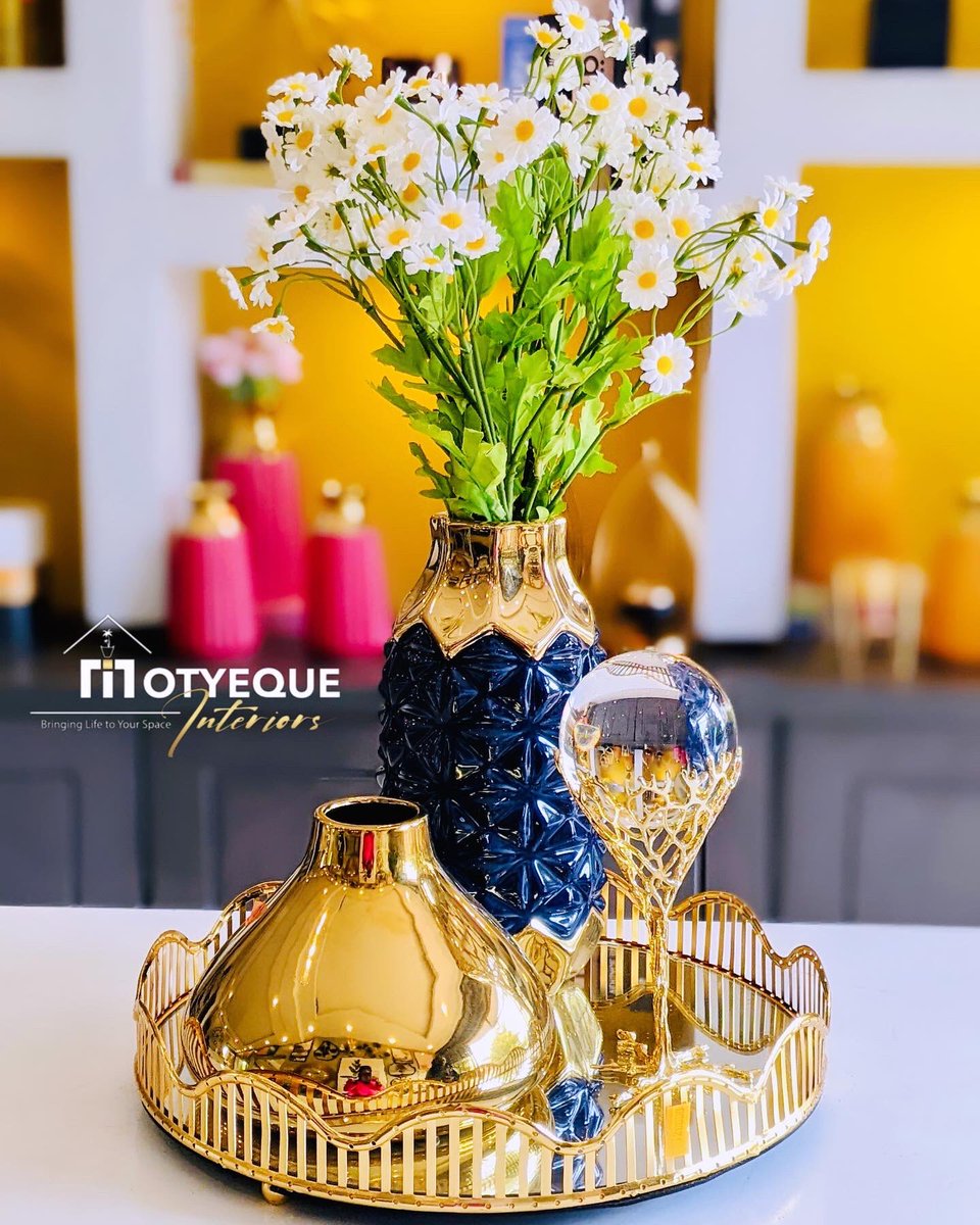 Tray setups to brighten up that table, gift your loved ones with any of these items all available at our showroom, for inquiries and deliveries, kindly Call/whatsapp on 0707000295.

#tablesetups #traysetups #tabledecor #centrepieceideas #interiordecor #motyequeinteriors