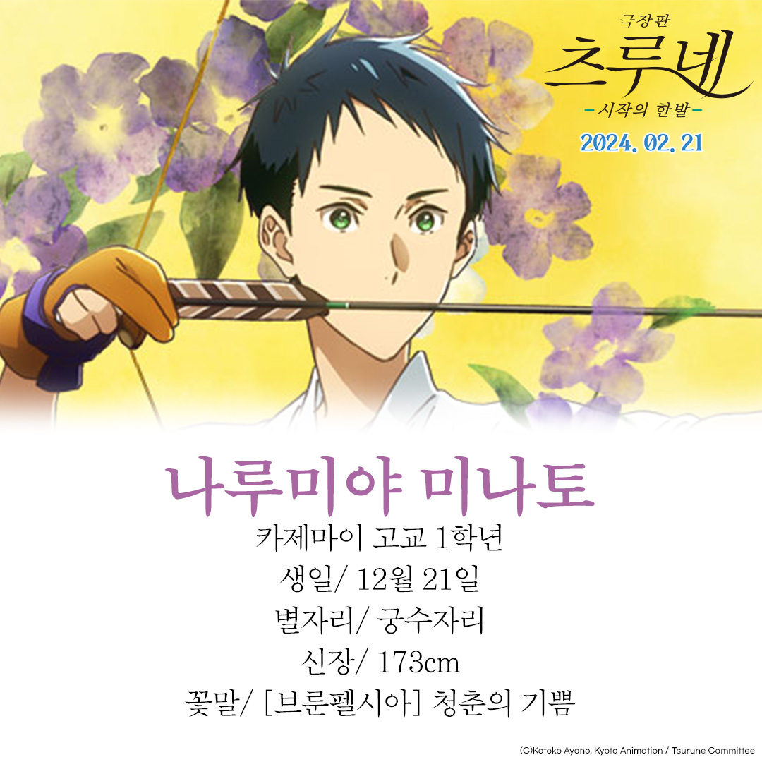 ...최ㅇH에 대한..모든걸 알.고.싶.ㄷr...★ 생일부터 별자리..그리고 신장부터 숨겨진 꽃말까지!! #극장판츠루네 카제마이 고교 궁도부에 대한 모든...