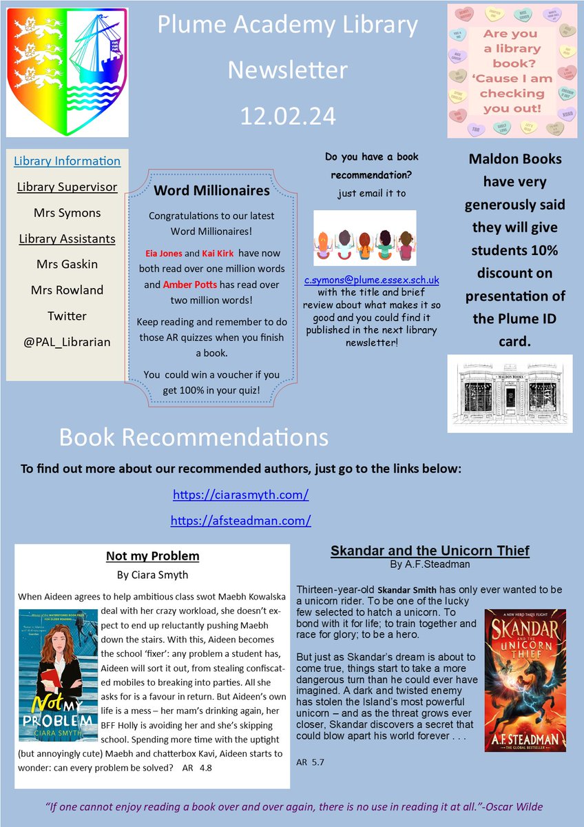 PAL_Librarian's tweet photo. Our latest edition of The Plume Library Newsletter is out NOW! https://t.co/QMZ9pPuj54