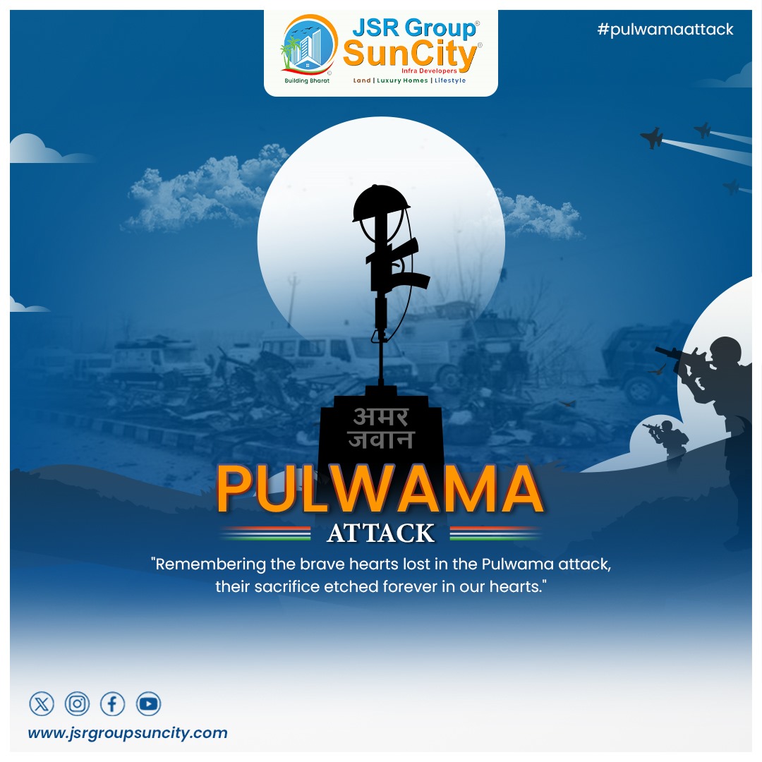 Remembering the Pulwama attack victims and honoring the sacrifices made for our nation's security. Together, let us stand in solidarity and vow to never forget.
#jsrgroupsuncity #PulwamaAttack #PulwamaTribute #RememberingPulwama #NeverForget #IndiaMourns #SaluteToMartyrs