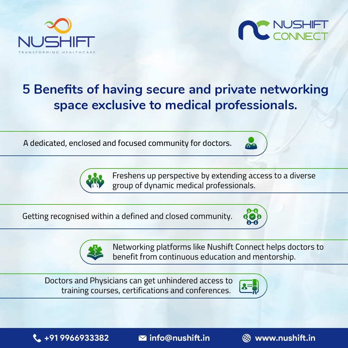 nushiftconnect's tweet image. 5 benefits of having secure and private networking space exclusive to medical professionals.

#networkingplatforms #networking #medicalprofessionals #securenetworking #healthcare #healthcareprofessionals
#socialnetwork #purposeofnetworking 
#Nushiftconnect #nushift