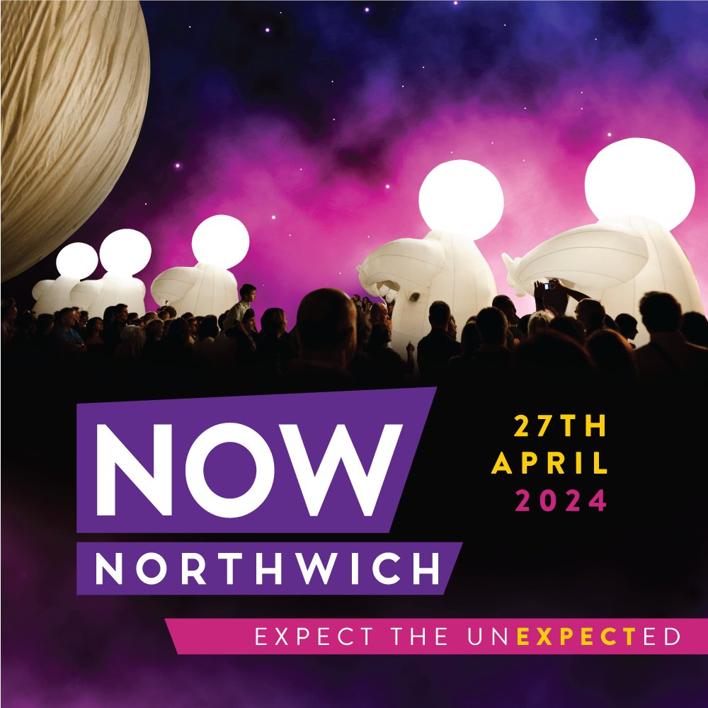 The ultimate festival of wonder, @nownorthwich returns Sat 27 April with an eclectic and majestic explosion of international dance and street arts. Join us join us to soak up the atmosphere, take part in a wealth of activities and experience something spectacular – for FREE #NN24