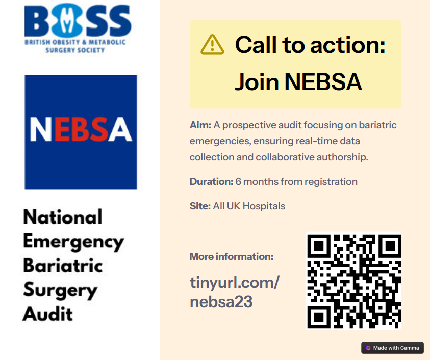 📣📣📣<a href="/bariatricBOMSS/">BOMSS</a> calls to join <a href="/NEBSA2023/">NEBSA</a> 

 2️⃣6️⃣🏥26 bariatric centres registered and DGHs are welcome!

🤝📄📔Collaborative authorship guaranteed!