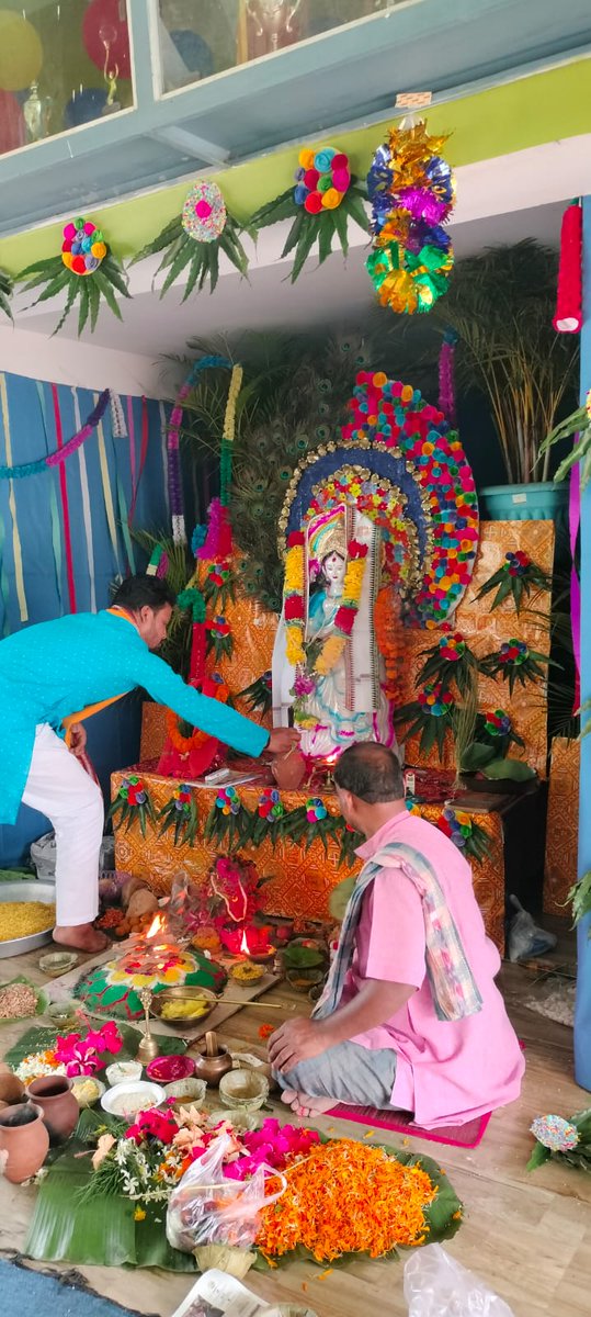 #Celebrationof #SaraswatiPuja in school premises #EMRSLAING SUNADRAGARH. #Bagdevi #Binaapani Maa Saraswati Bless all the people with her devotional blessings. #Jai Maa Saraswati