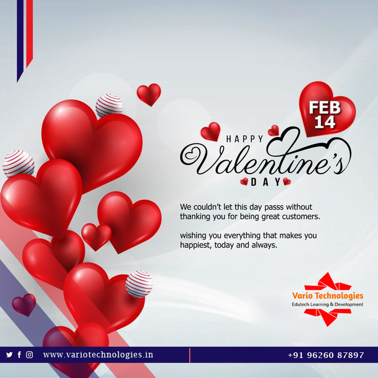 "Happy Valentine's Day from Vario Technologies! 📷 Spread the love today and every day. Whether it's through innovative technology solutions or heartfelt connections, we're here to help you make every moment special. Wishing you a day filled with joy, #ValentinesDay #variodigital