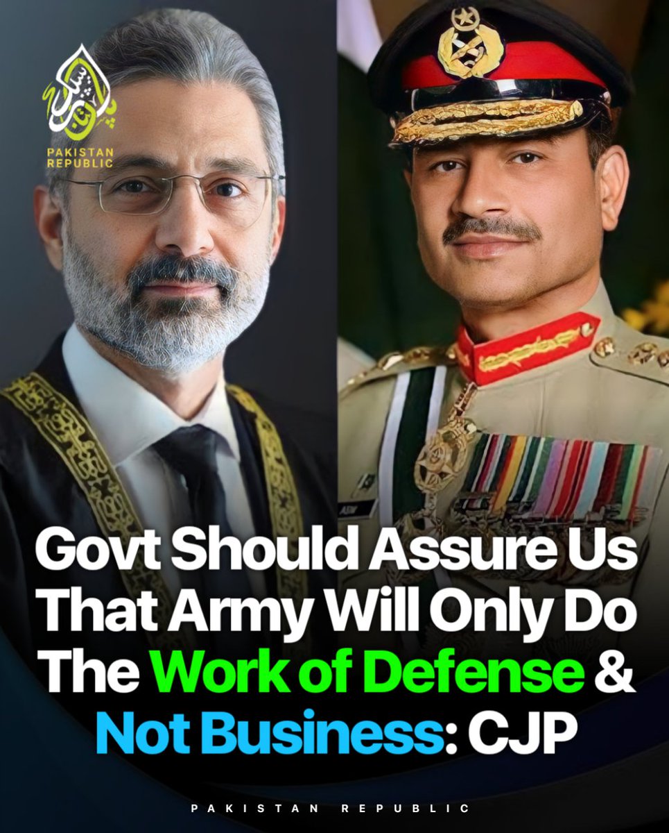 Chief Justice Qazi Faiz Isa has emphasized that the army should focus on its core duty of defense and refrain from engaging in businesses like managing marriage halls on acquired lands, reported Express News #pakistanrepublic #PrimeMinisterImranKhan