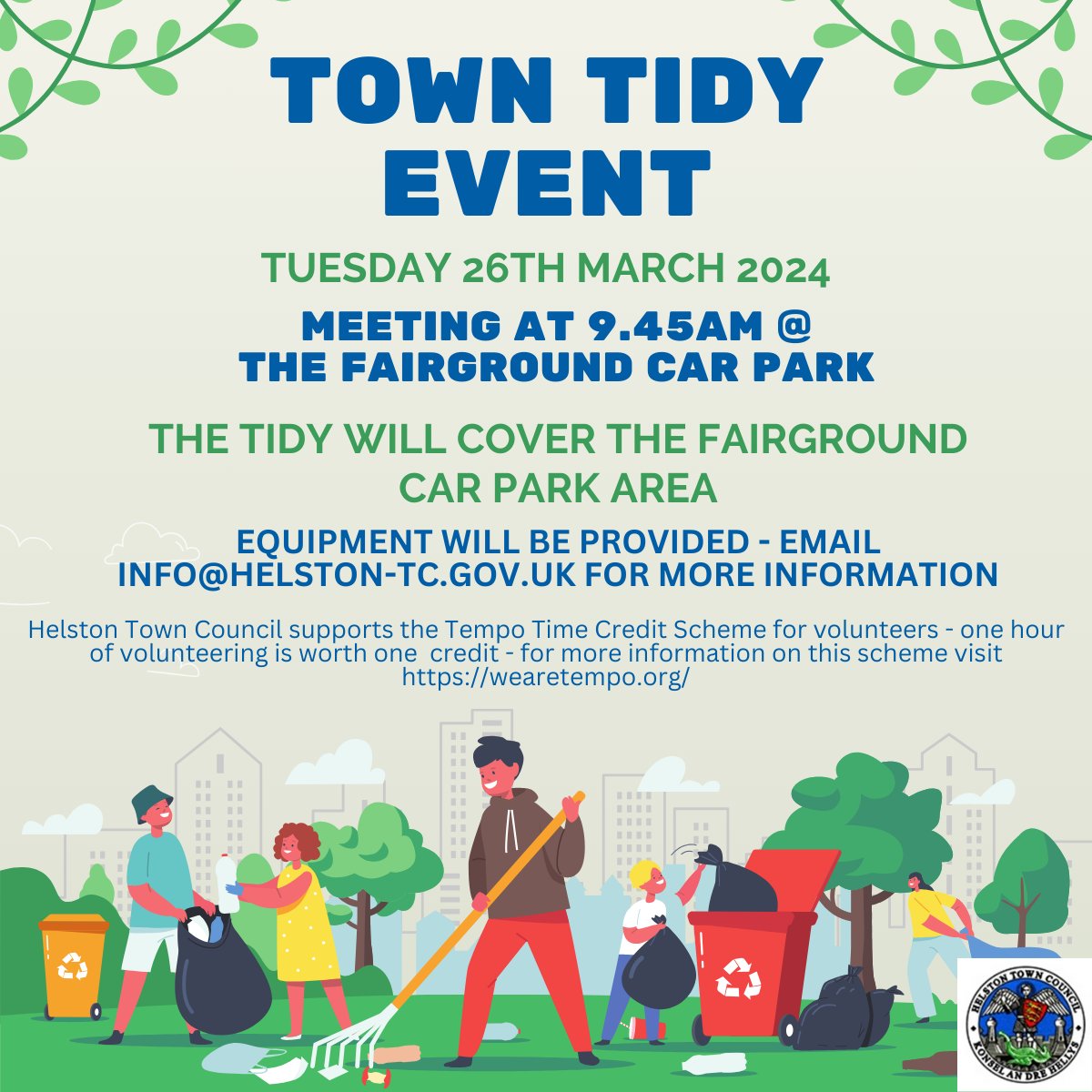 Join the Helston Town Council team for a litter pick of the Fairground Car Park this March in time for the Great British Spring Clean! All equipment provided. #helston #greatbritishspringclean