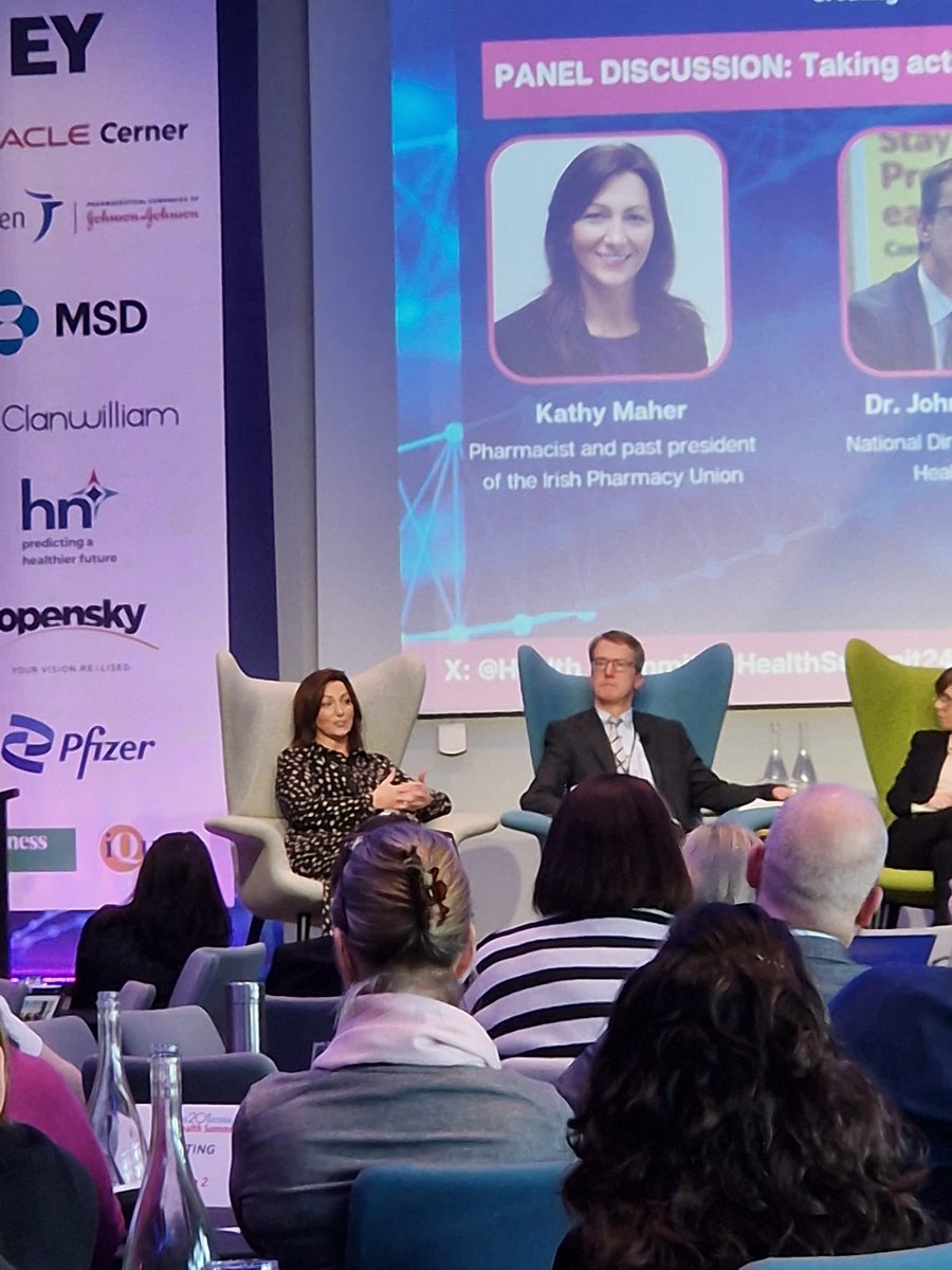 IrishPharmacy's tweet photo. @kathymaher, Chair of the IPU PCC Committee, took part in the Panel Discussion at the National Health Summit 2024 on 7 February.

📺 Watch the Panel discussion here - https://t.co/LdWQw419rq

#HealthSummit #ThinkPharmacy #IPU https://t.co/CgLYFwzSkk
