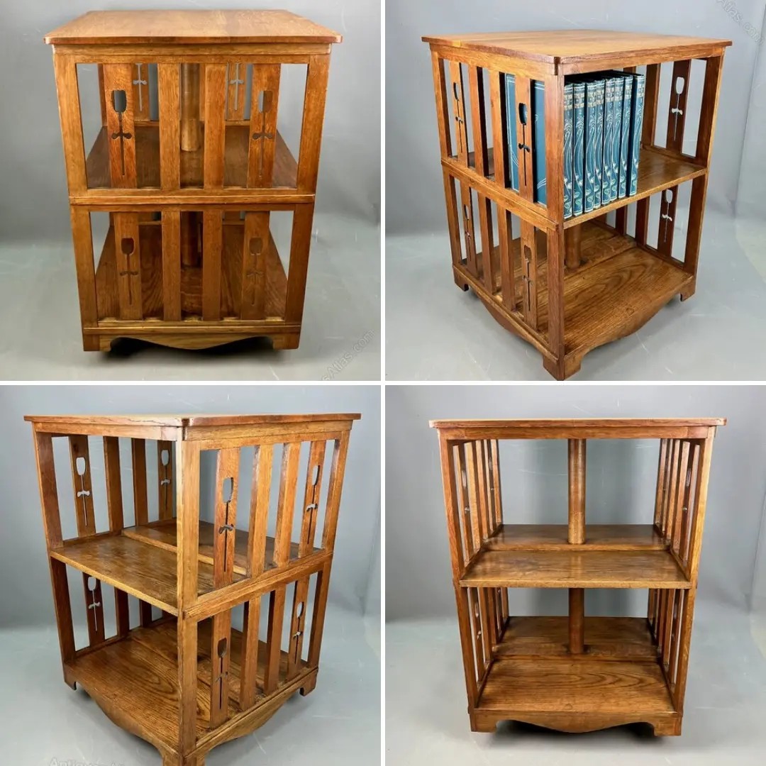 Arts &amp; Crafts Oak Revolving Bookcase With Tulips🌷
antiques-atlas.com/antique/arts__… 
From Levels Antiques
<a href="/LevelsAntiques/">Levels Antiques</a> 
#artsandcraftsfurniture #antiqueartsandcrafts #artsandcraftsbookcase #oakrevolvingbookcase #artsandcraftsantiques #artsandcraftsmovement