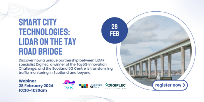 Webinar: 'Smart City Tech: LiDAR on the Tay Bridge with @digiflec' 📅 28 Feb 🕥 10:30 Find out about the traffic monitoring project in Dundee and its role in revolutionising traffic management and shaping smart city developments. Register: ow.ly/WUzu50Qx7Zv