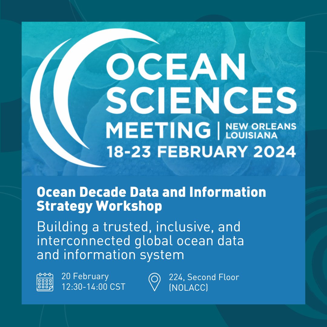 How can we build a trusted, inclusive, and interconnected global ocean data and information system? 

Join us at #OSM24 for a workshop on the #OceanDecade Data and Information Strategy to help shape the future of ocean data.

🗓️ 20 Feb, 12:30-14:00 CST
➡️ ow.ly/Y92x50Qsbxn