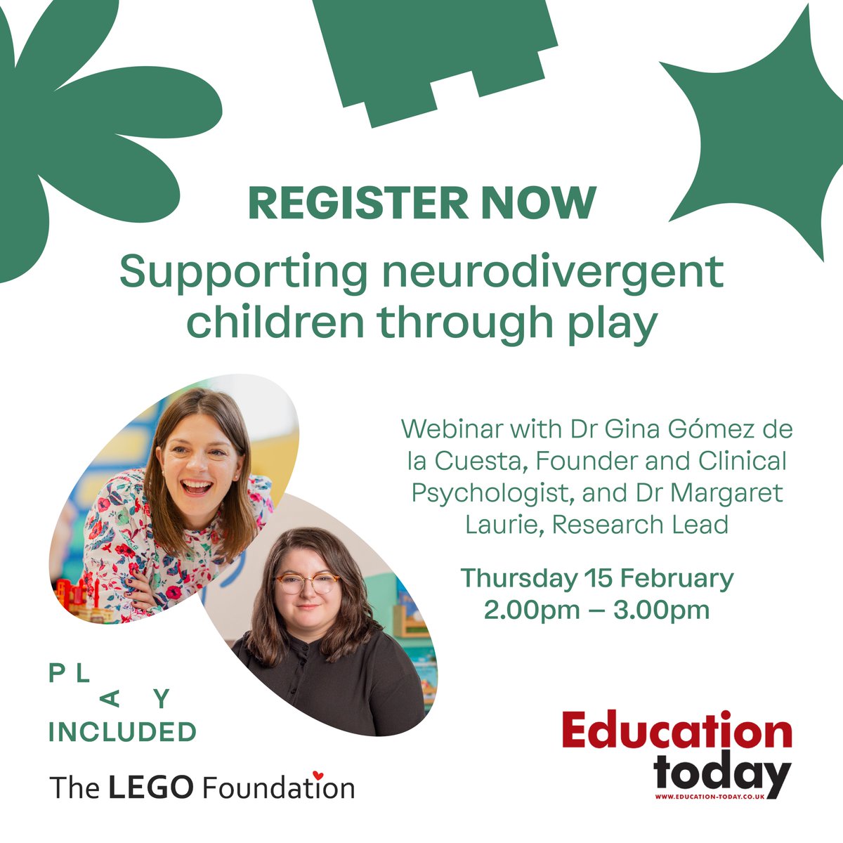 Are you a teacher who wants to support more #learning styles in the #classroom? @GinaGDLC and Dr Margaret Laurie are hosting a FREE webinar on 15 Feb at 2:00pm with @EdTodayMag. Register now to learn how to support #neurodivergent children using #play: education-today.co.uk/supporting-neu…