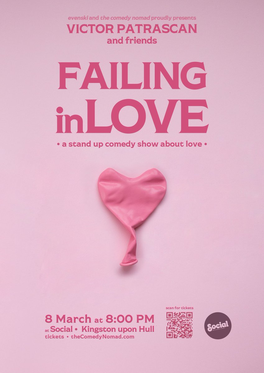 💔 Failing in love today? Same. The perfect tonic: a stand-up comedy show about failures in relationships and love, with mischievous Romanian stand-up @VictorPatrascan and the most hilarious comedians in Europe! 📅 Friday 8 March 🎟 book tickets: buff.ly/3uziDmJ