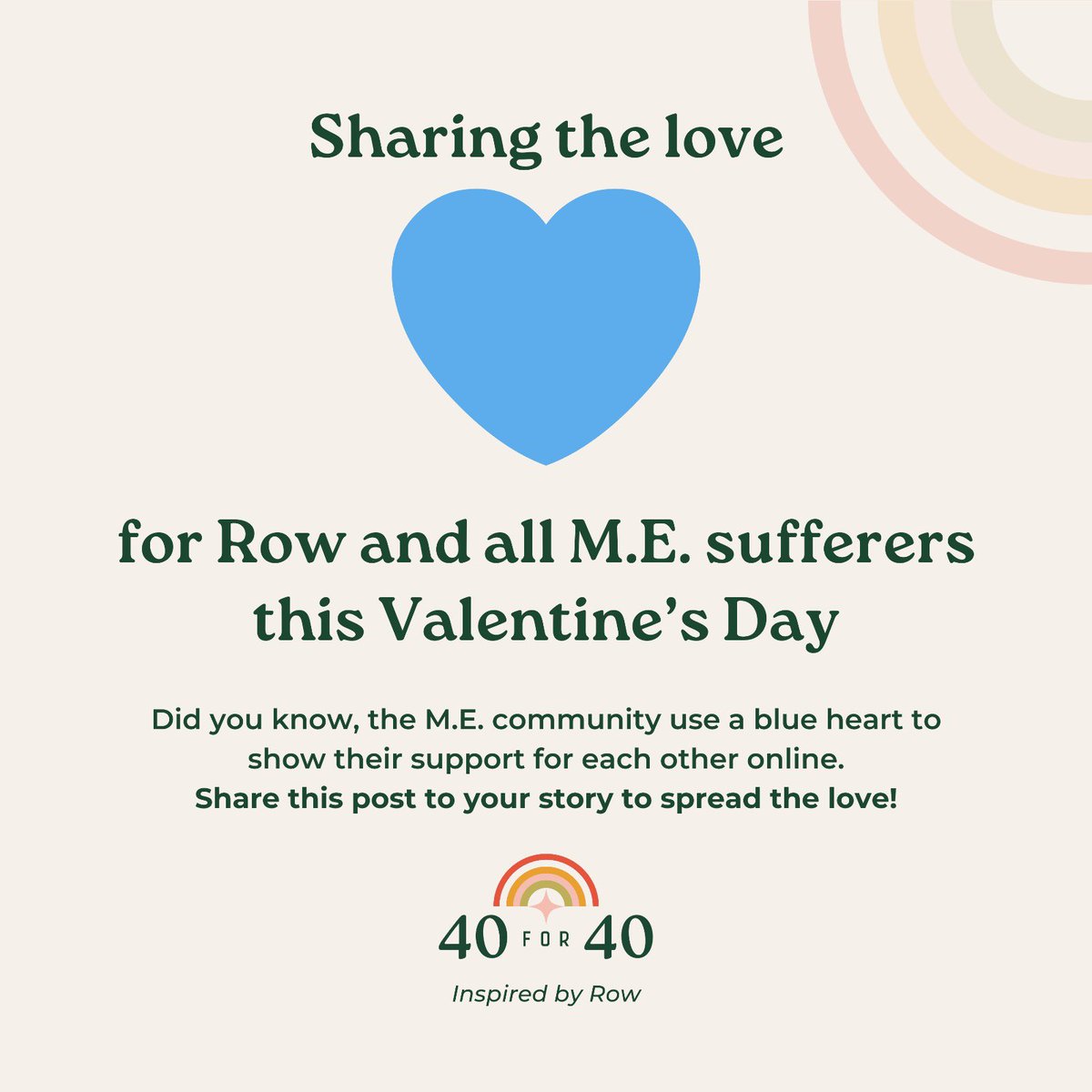 Sharing the love this Valentine’s Day for Row and all people with #MECFS. This brutal condition is lonely and isolating, but check out @40for40campaign on Instagram to see the love and support there is out there 
#valentinesday 
#40for40