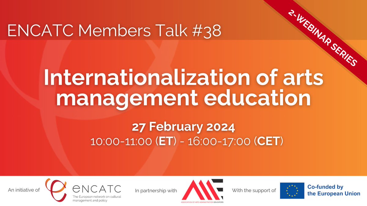 ‼️ How to create or adapt programs to have an #international dimension? ENCATC's Members Talk returns to keep exploring and discussing this topic in partnership with @AAAEducators. Join us! ℹ️More information: bit.ly/3OClr9C 🔗Register for free: bit.ly/3uuIRqy
