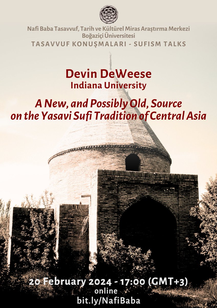 The next guest of the Nafi Baba Sufism Talks is Devin DeWeese. “A New, and Possibly Old, Source on the Yasavi Sufi Tradition of Central Asia” will be held online on February 20 at 17:00 (GMT +3). You may join via bit.ly/NafiBaba