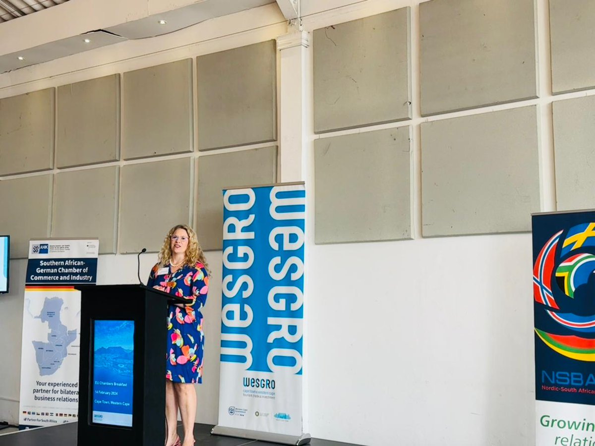 MireilleWenger's tweet photo. Honored to address the annual EU Chamber event hosted by @Wesgro this morning! 🌍
Our strong trade ties with the EU are crucial for economic growth and job creation in the Western Cape. Let's keep working together for a prosperous future!
#EUChamber #TradePartnership #Wesgro https://t.co/2612vvcnOs