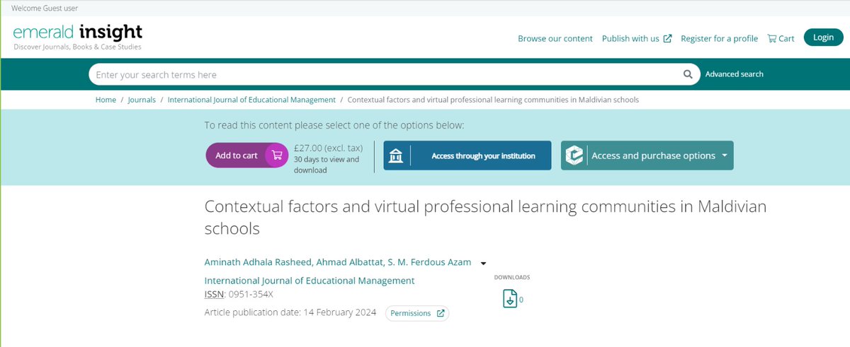 Hot from oven Rasheed, A., Albattat, A. and Azam, S.M.F. (2024), 'Contextual factors and virtual professional learning communities in Maldivian schools', International Journal of Educational Management, Vol. ahead-of-print No. ahead-of-print. doi.org/10.1108/IJEM-1… SCOPUS Q2