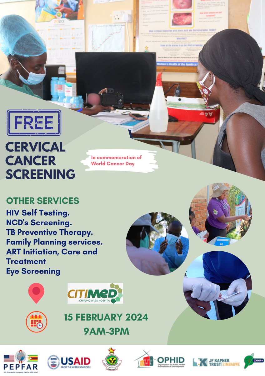 📢 Exciting News! OPHID in partnership with CitiMed will be conducting free Cervical Cancer Screening outreach in commemoration of World Cancer Day. Other free services on the day are: HIV testing services BP and Diabetes checks Eye Screening Family planning services TB Screening