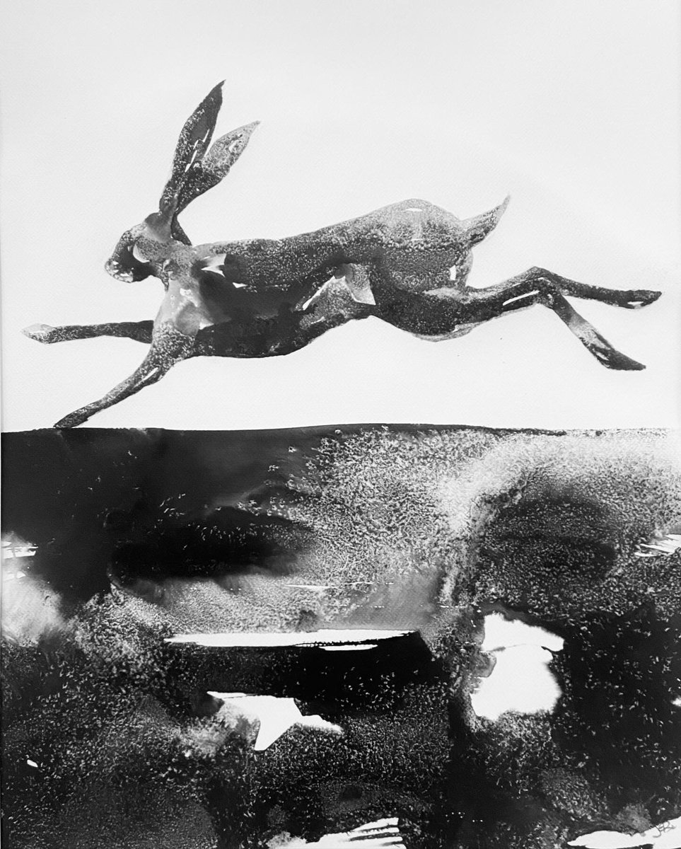 Sprinting Hare One of the many wild things currently inhabiting my exhibition Spring Gallery, Cheltenham Until 20th February