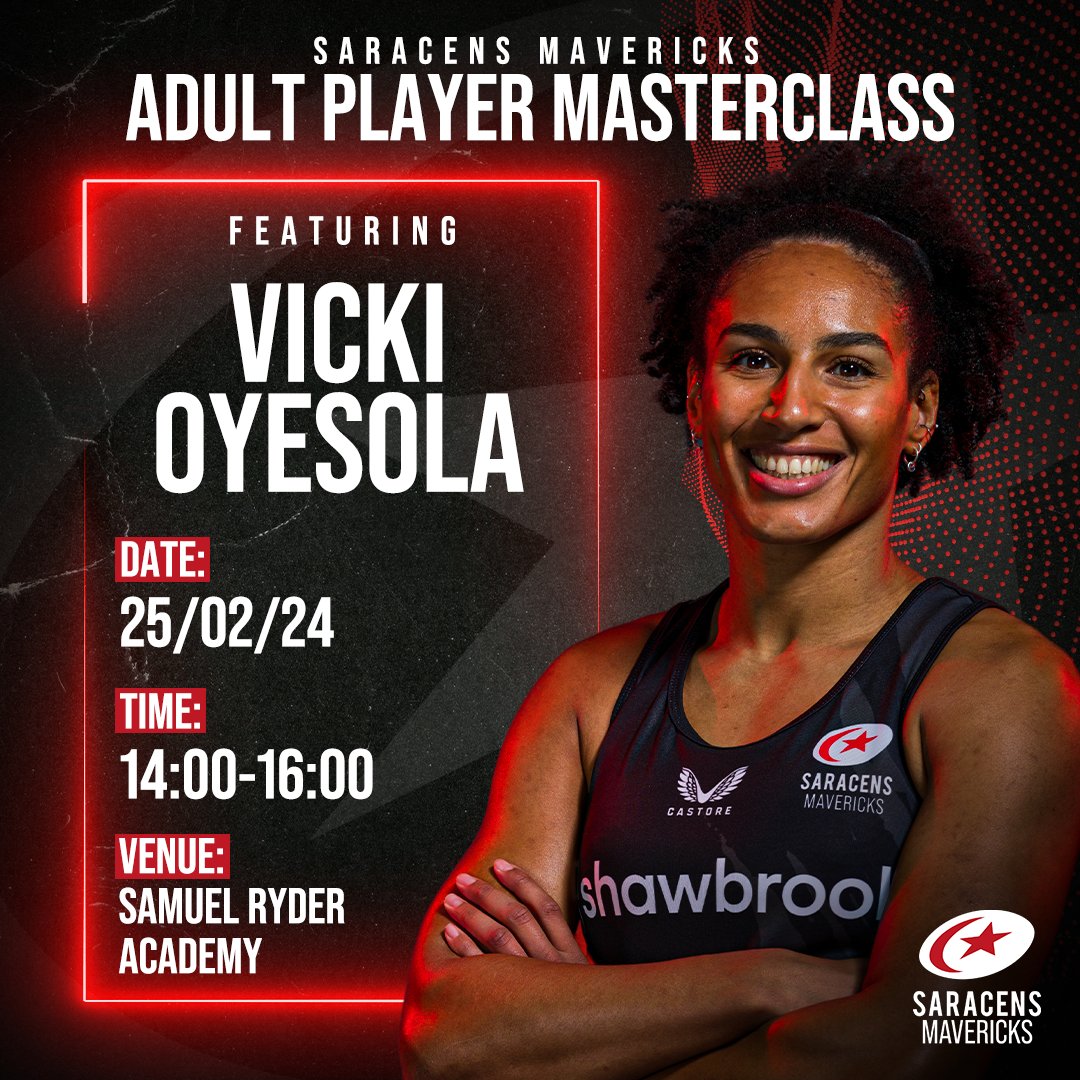 Join Vicki Oyesola for an exclusive Netball Masterclass hosted by our England Superstar! 🌟

Hone your skills with the country's finest and elevate your game!🌹🏐

Tap the link to participate! 🔗 shorturl.at/hsu36

#BeAMaverick🔴⚫️