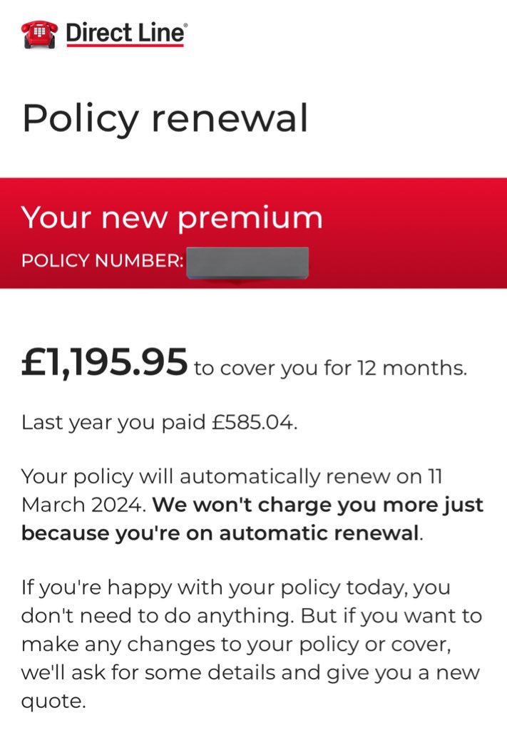 SustainableOz's tweet image. Are you insane @DirectLine that’s a 204% premium increase from last year and @Comparethemkt are quoting £740.
What a joke Uk car insurance is becoming. 

@Tesla when Uk Tesla insurance?

#notsustainable
