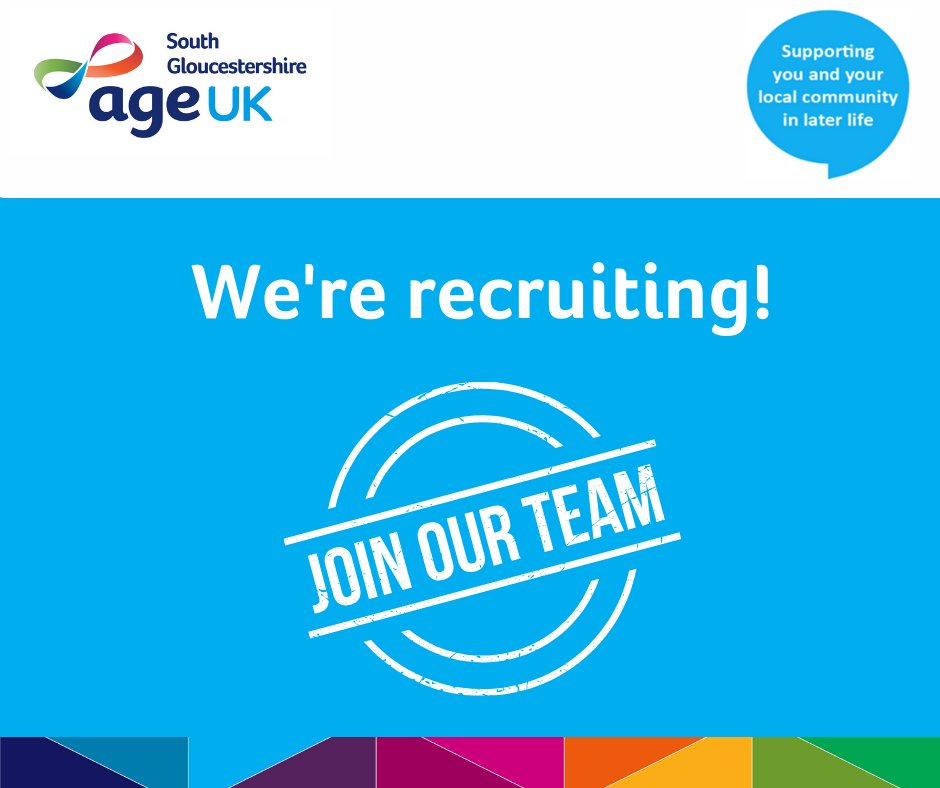 age_uk_sg's tweet photo. Here at Age UK South Glos we currently have vacancies for a Relief Activity Day Care Assistant, Fundraising Officer, Routes-2-Wellbeing Project Coordinator and Routes-2-Wellbeing Outreach Workers.

If you are interest please download an application pack from our website. https://t.co/tIsTThneJR