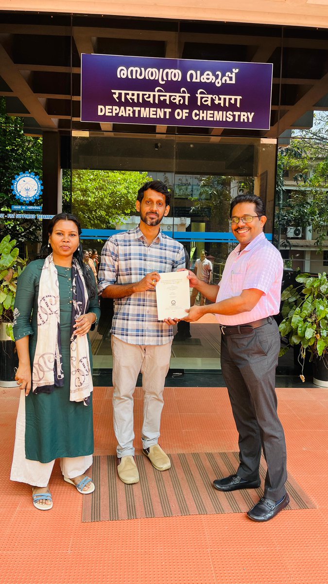 Department of Chemistry NIT Calicut (@chynitcofficial) on Twitter photo Subin K. C. (Roll No. P180025CY), student of Department of Chemistry has successfully completed his Ph.D. thesis entitled ''Exploration of Liquid/Liquid Interface for the Physicochemical Tuning of Conducting Polymer/Nanomaterial Hybrids" on 14/02/2024 at NIT Calicut. <a href="/NITcalicut/">NIT Calicut</a> Subin K. C. (Roll No. P180025CY), student of Department of Chemistry has successfully completed his Ph.D. thesis entitled ''Exploration of Liquid/Liquid Interface for the Physicochemical Tuning of Conducting Polymer/Nanomaterial Hybrids" on 14/02/2024 at NIT Calicut. <a href="/NITcalicut/">NIT Calicut</a>