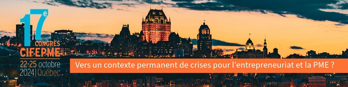 🌟17e CIFEPME à Québec 22-25 octobre 2024 🌟

📅Deadline dépôts des communications/ table ronde/ consortium doctoral: 14 avril 2024. 

🔗Info:
lnkd.in/eMKQvdVf

📧 cifepme2024@fsa.ulaval.ca
 
#CIFEPME2024 #AIREPME #Entrepreneuriat #PME