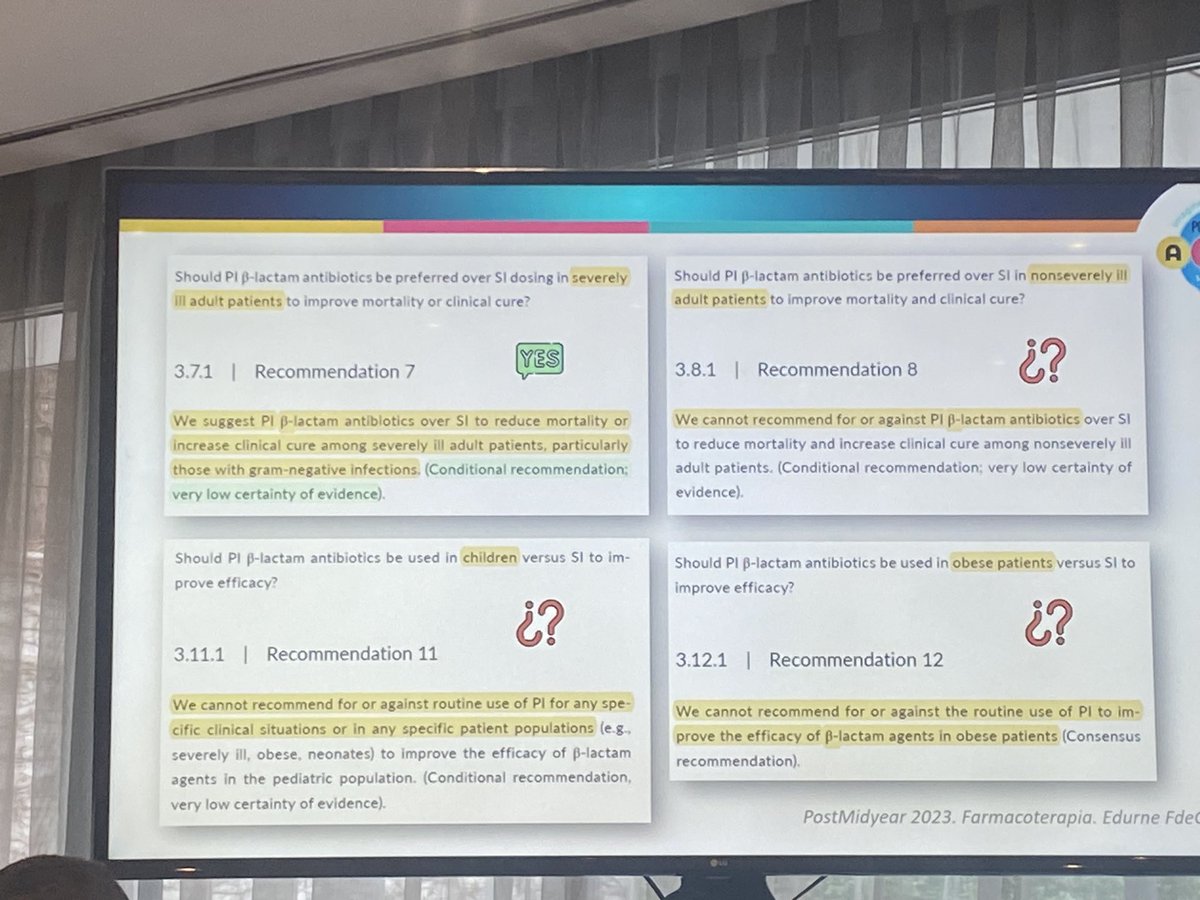 <a href="/EdurneGamarra/">Edurne Gamarra</a> #sefhmidyear23
International consensus recomendations for the use of prolongued infusion betalactams
