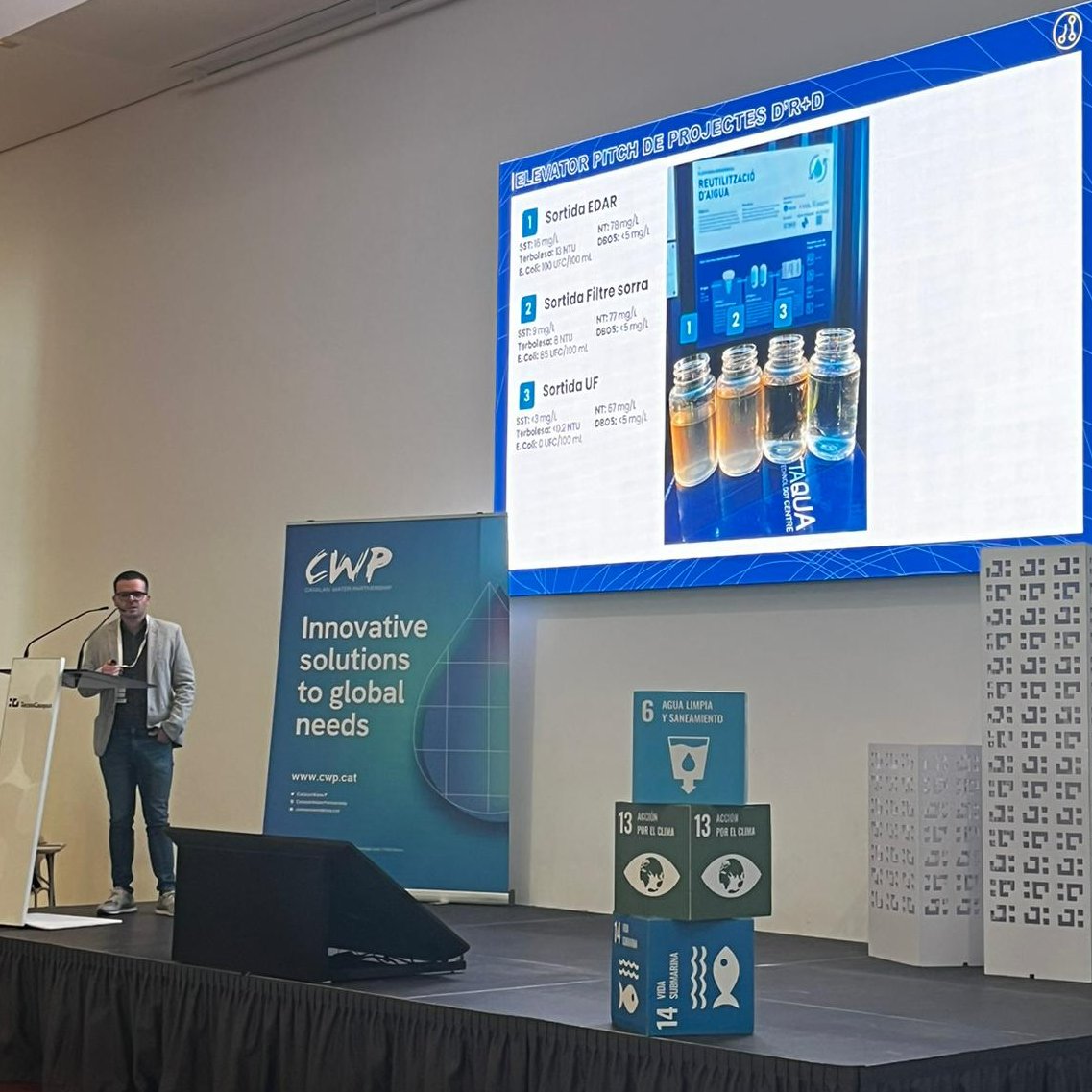 Hoy, en el #WaterInnovationDay 💡 compartiendo el trabajo desarrollado en la planta piloto #MataróReuse. Una realidad que demuestra el potencial de la #regeneración de agua para hacer frente a la #sequía en Catalunya. Gracias <a href="/CatalanWaterP/">CATWaterPartnership</a> por invitarnos a esta jornada.💦 ♻