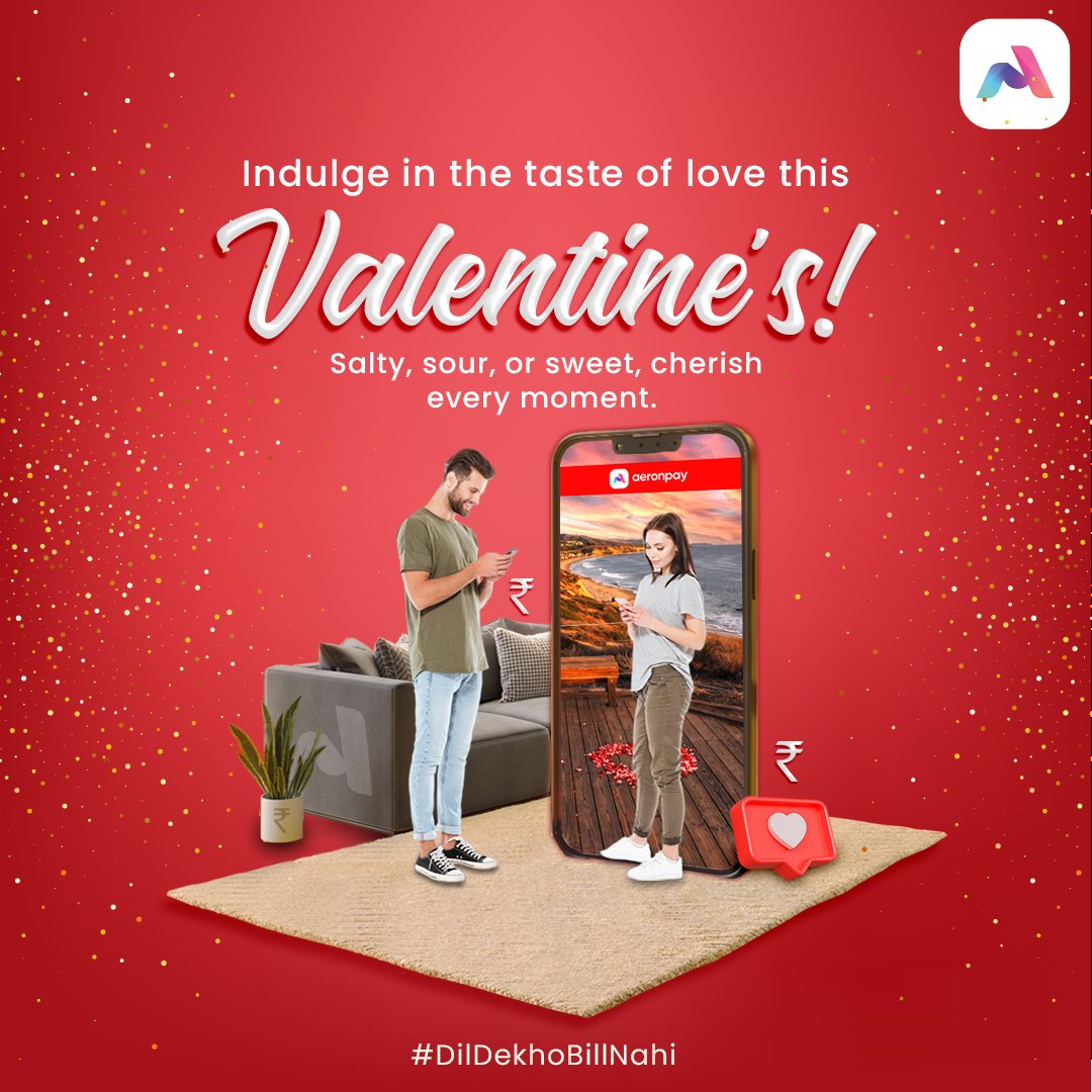 'This Valentine's celebrate love extravagantly, focus on the heart❤️, not the bill. Dil Dekho😍, Bill Nahi📲✅.'
.
.
.
#fintech #instant #valentineday #payment #transaction #ewallet #digital #digitalindia #fabulous #valentineweek #February #mobilepayment #gift #love #aeronpay…