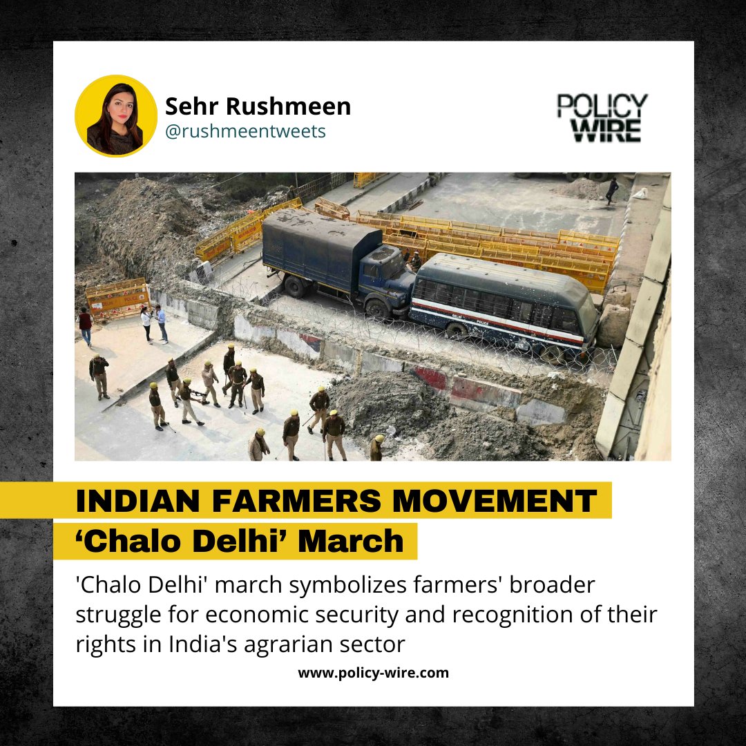 policy_wire's tweet photo. Setting The Record Straight |

As Chalo Delhi march progresses, it serves as a sharp reminder of rural India's continued struggle. 
These protests, if prolonged, will impact on both the agricultural industry &amp; Indian Govt, argues @rushmeentweets.

More ➡️ https://t.co/oMrs3Ya1sW https://t.co/hE31rFXz8x