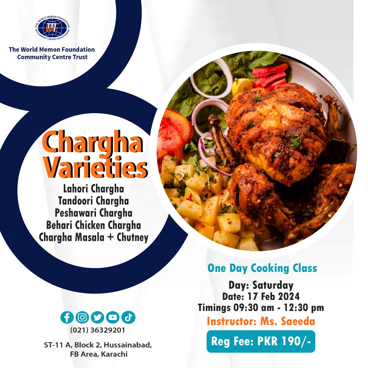 wmfcct_official's tweet photo. VOCATIONAL TRAINING CENTRE
SCHEDULE ONE DAY COOKING
CHARGHA VARIETIES
Kindly call before coming to check the availability of seats (021) 36329201
#wmfcct #oneday #worldmemonfoundationcommunitycentretrusretrust https://t.co/EAshJICf3w