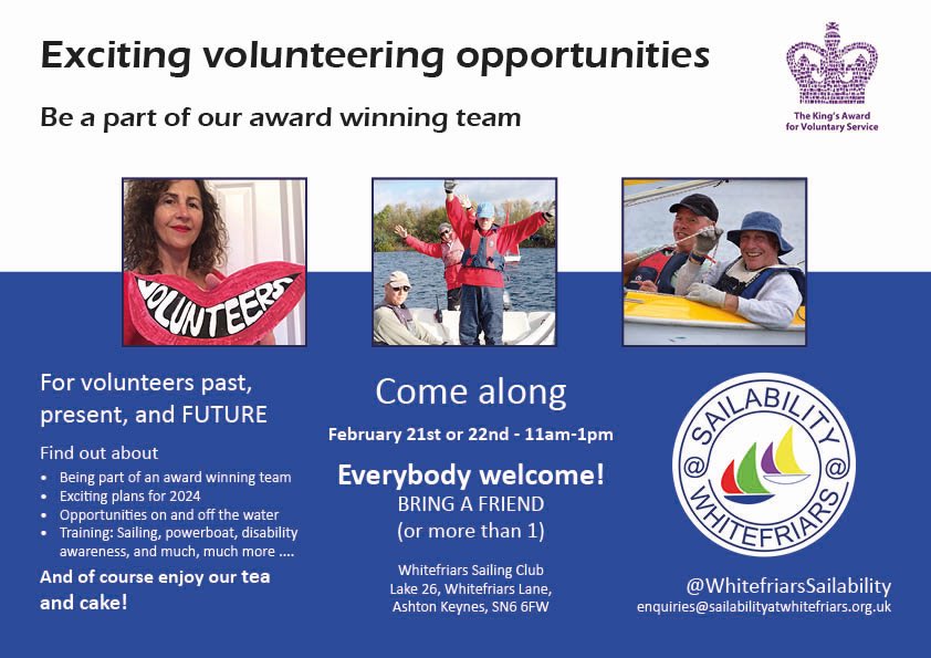 We’re always looking for new volunteers to get involved with our Sailability group in the @CotswoldWaterPk #volunteering #KAVS2023