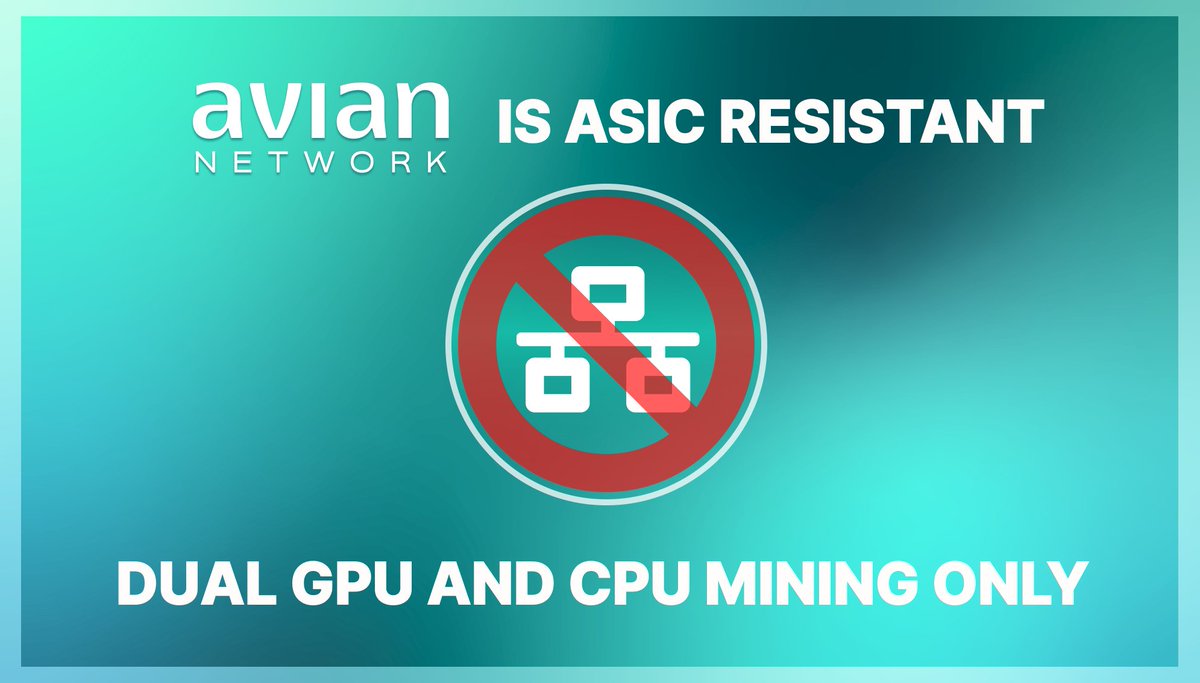 avianfoundation's tweet photo. Embracing decentralization, we’ve put all power in hands of the $AVN community. The only way to earn #Avian is through our dual GPU and CPU mining. We’ve implemented algos that ensure no ASICs can be used. #mining #pow #asicresistant #l1 https://t.co/ryvQcH7EXM