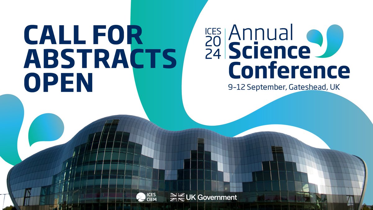 ICESmarine's tweet photo. 📣 Submit your abstract to #ICESASC24!
Together with @CefasGovUK &amp; @DefraGovUK we welcome you to Gateshead, UK, for a week of #science! 
🌊 Explore all theme sessions: https://t.co/hA6gpSKIHu
➡️ Send us your abstract: https://t.co/vaxKQp0MK2
🗓️ Submission deadline: 22 March https://t.co/yWI4x7DwDT