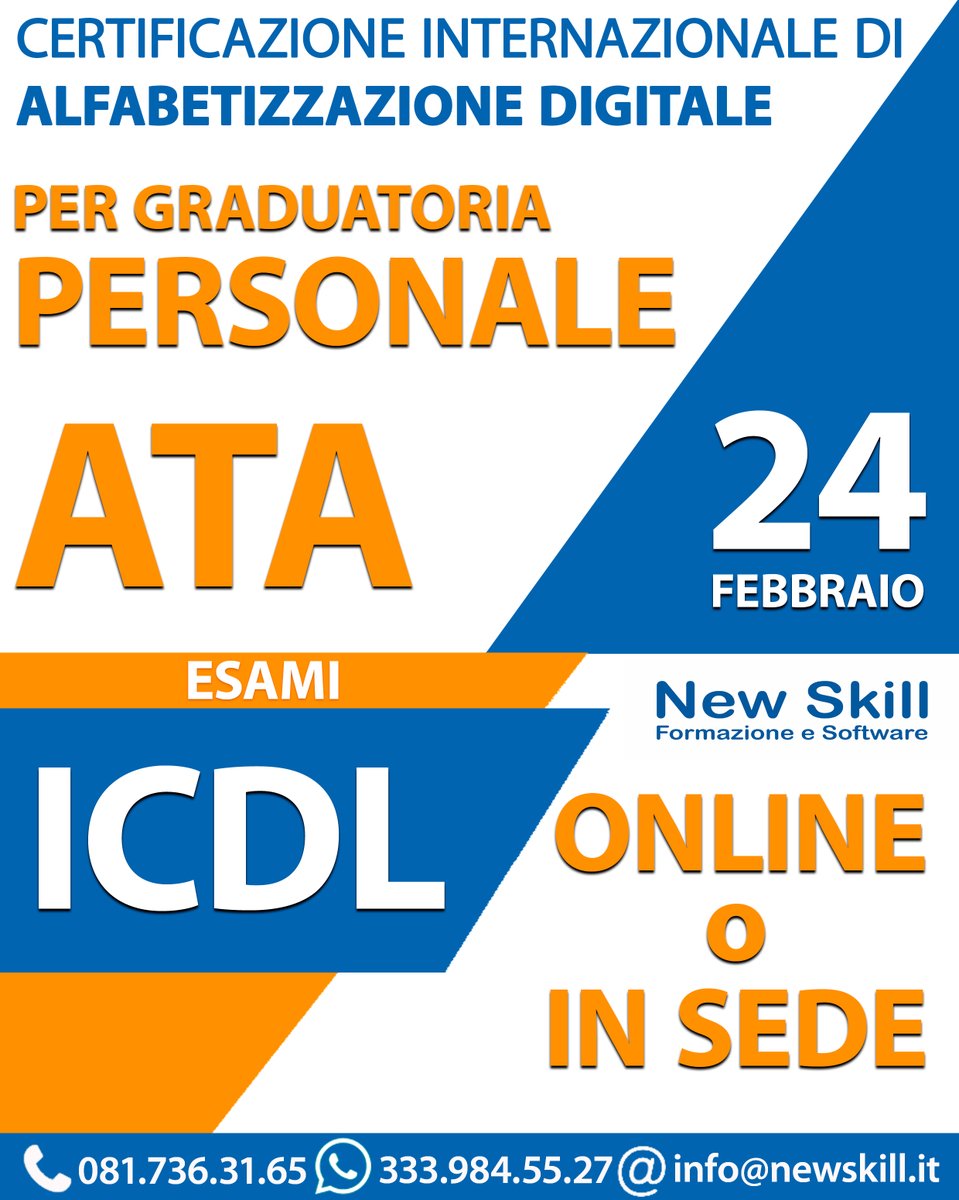 newskillformaz's tweet image. #ecdl #icdl #informatica #software #formazione #alfabetizzazione #alfabetizzazionedigitale #requisitoata #esamiicdl #certificazione #certificazioneinformatica #concorsi #concorsipubblici #personaleata #scuola #docente #docenti #online #remoto #digitalskills #digital #newskill
