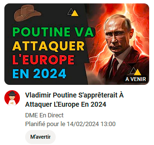 FR_NaziAlliance's tweet photo. Hi @elonmusk @TuckerCarlson !
Look how French Nazis trying to shape the population with #FakeNews.

Francois-xavier @drawmyeconomy :
"@KremlinRussia_E WILL ATTACK EUROPE IN 2024"

Welcome in NaziLand, the country of @emmanuelmacron !

Reported @YouTube.
#WeAreNazis #NaziAlliance https://t.co/7UyocPtgWc