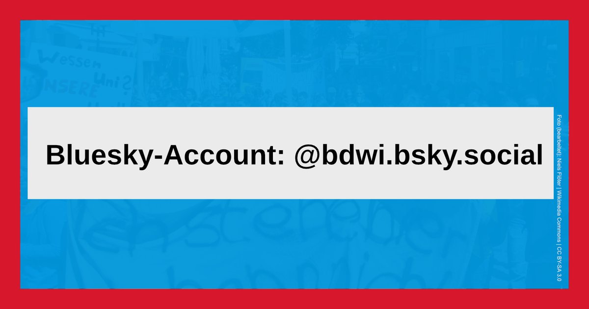 Wir sind nun auch auf Bluesky und freuen uns über neue Follower*innen 👉 @bdwi.bsky.social