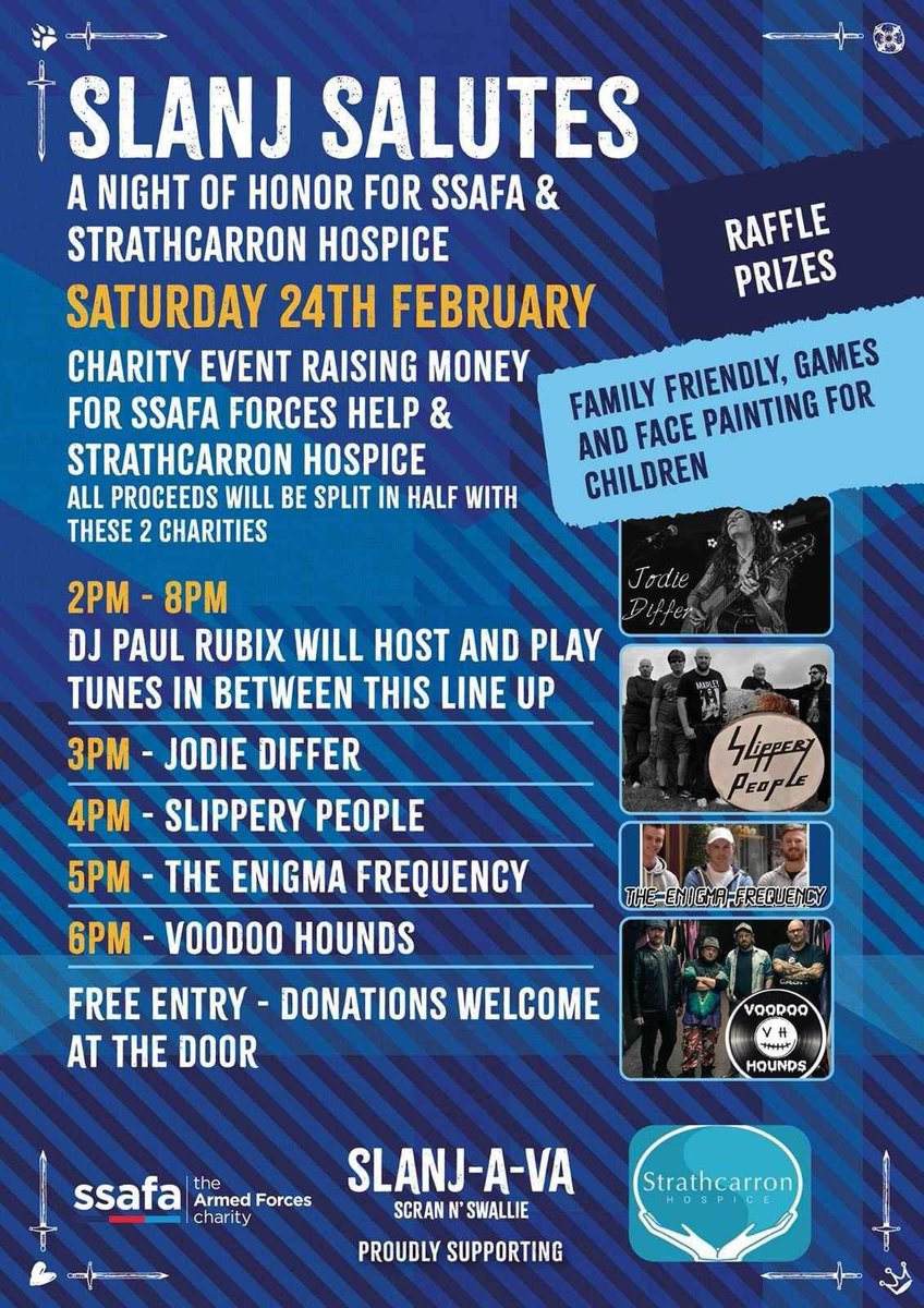 Slanj-a-va in #Stirling <a href="/SSAFA/">SSAFA</a> <a href="/strathcarron1/">Strathcarron Hospice</a>