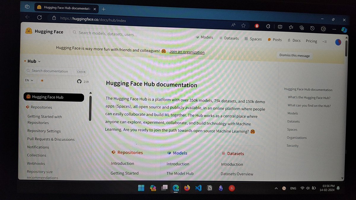 Exploring @huggingface and reading the documentation. Seems moderately easy to understand!

#opensource #ai #languagemodel #coding #100DaysOfCode