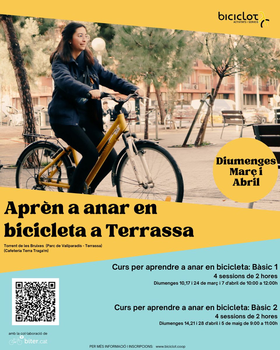 🎉ATENCIÓ Terrassa!  Tornen els cursos per aprendre a anar en bici! 🚲🚲🥳
Més INFO 👇
biciclot.coop/event/curs-apr…