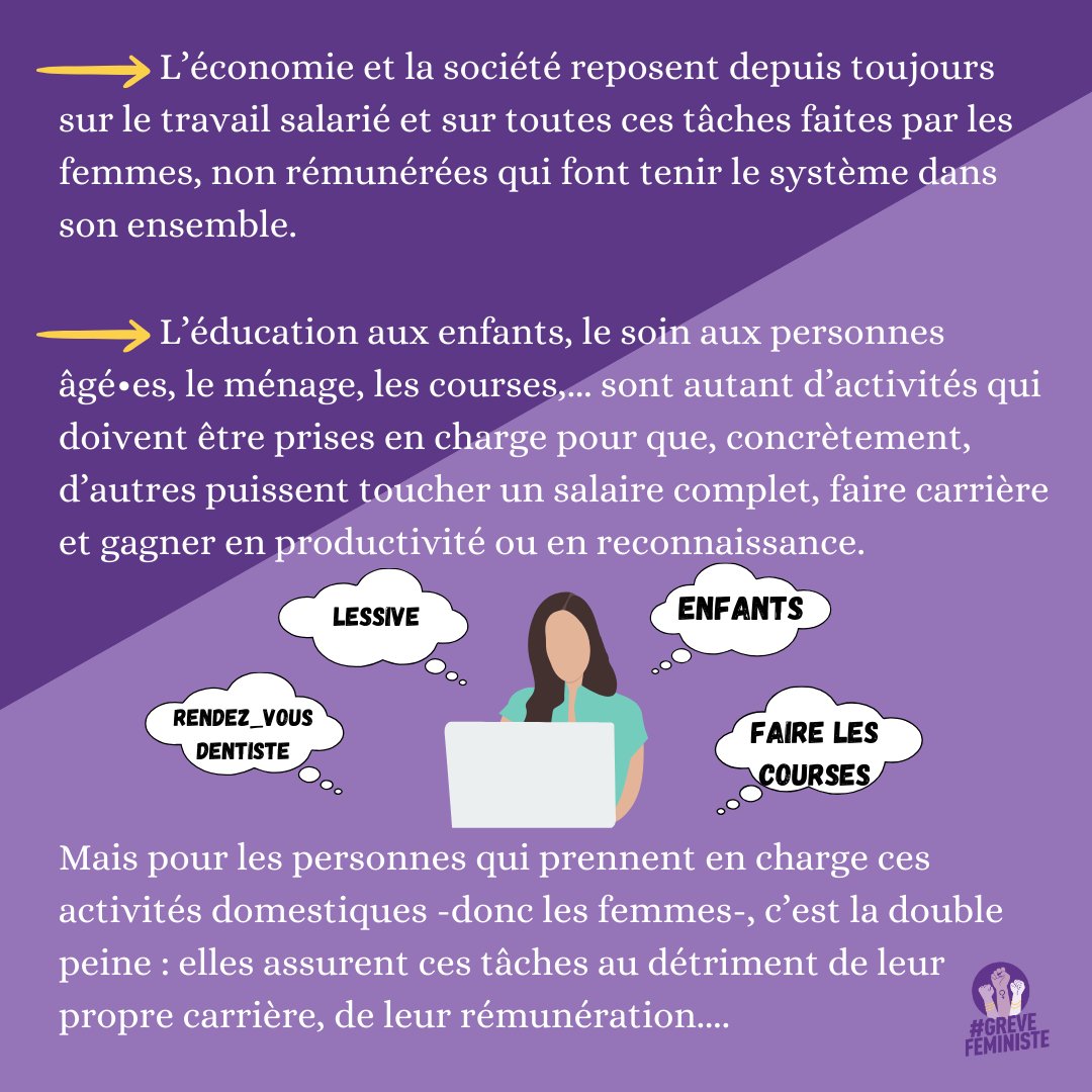 Ce #8mars2024, toutes et tous en #grèveféministe Alors on cesse toutes les activités salariées mais pas que... Les femmes sont aussi appelées à faire la grève à la maison et la grève de la consommation. Donc on lâche les couches, les aspirateurs, les casseroles....