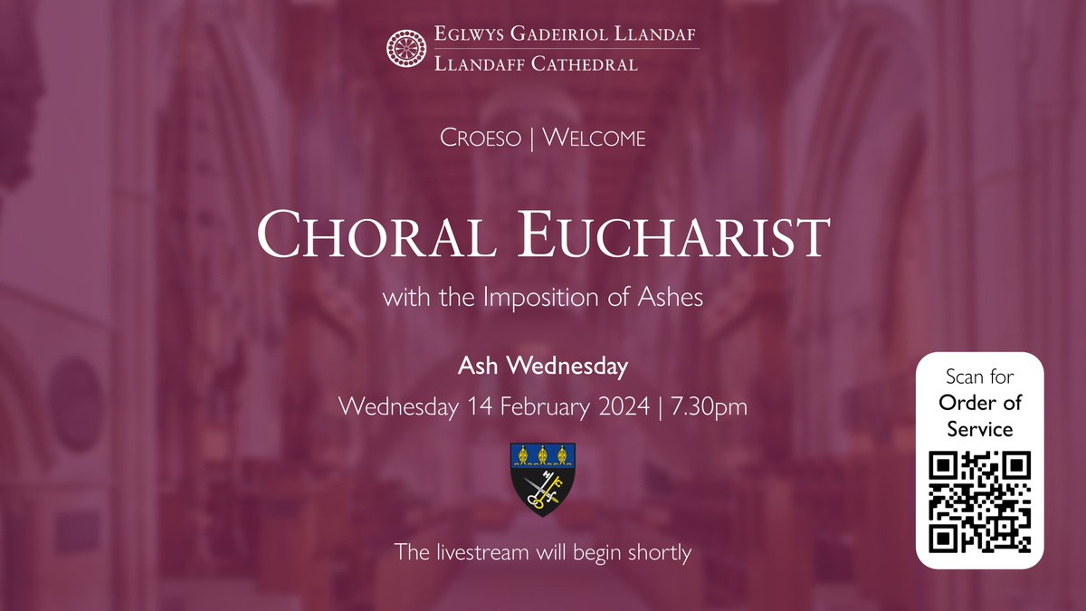 Join us this evening from 7.30pm in the Cathedral and online for our Choral  Eucharist with Imposition of Ashes, as we mark the beginning of Lent ✝️

youtube.com/watch?v=7s-Zyg…