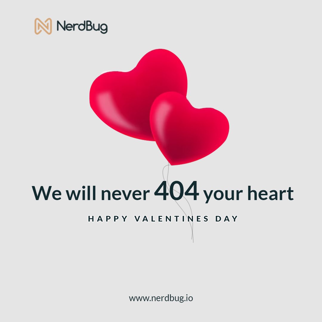 NerdBugHQ's tweet photo. We only break screens, hearts have no bugs!
Happy Valentine’s day to everyone❤️
__
#nerdbug #softwarecompany #HappyValentinesDay https://t.co/lfNyB3mYfu