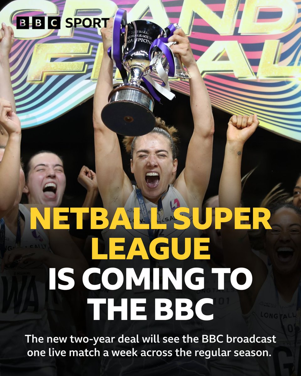 🙌 Great news 🙌 The BBC's first live game of the upcoming @NetballSL season will be the 2023 champions, Loughborough Lightning, up against Team Bath on Saturday 24 February. #NSL2024