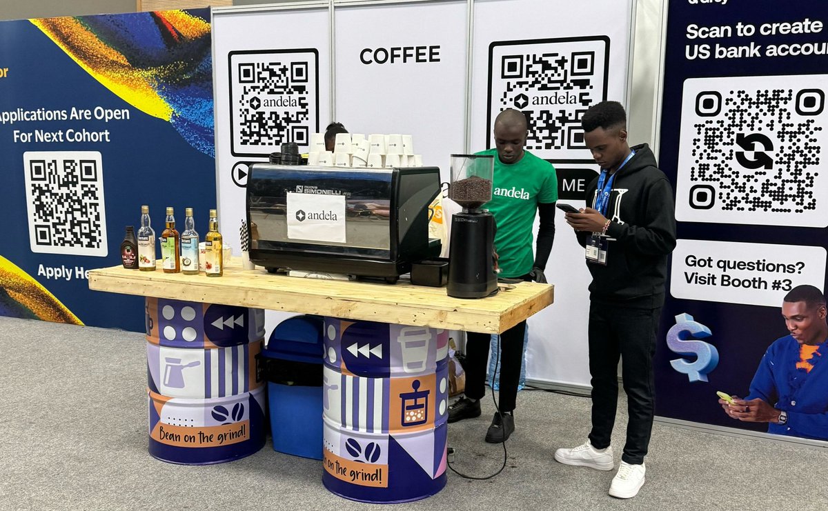 Wimbart Public Relations (@wimbart) on Twitter photo Kenya is renowned for its exceptional coffee, and our CEO <a href="/WimbartHope/">Jessica Hope</a> wasted no time grabbing a cup (or two) from the <a href="/Andela/">Andela</a> stand at <a href="/AfricaTechSMT/">Africa Tech Summit - Accra 24-25th Sep</a>. Highly recommended if you're at #ATS this week!
You can also catch Andela's <a href="/mikebago/">Mike B. Ndimurukundo</a> on the Moniepoint stage at 3PM EAT today Kenya is renowned for its exceptional coffee, and our CEO <a href="/WimbartHope/">Jessica Hope</a> wasted no time grabbing a cup (or two) from the <a href="/Andela/">Andela</a> stand at <a href="/AfricaTechSMT/">Africa Tech Summit - Accra 24-25th Sep</a>. Highly recommended if you're at #ATS this week!
You can also catch Andela's <a href="/mikebago/">Mike B. Ndimurukundo</a> on the Moniepoint stage at 3PM EAT today