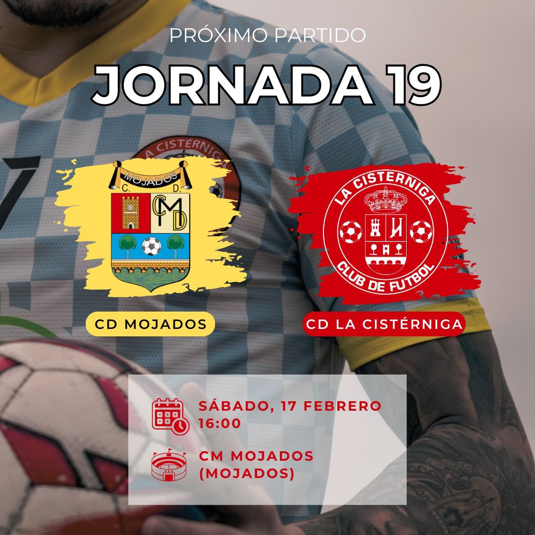 🔜 PRÓXIMO PARTIDO 🔜

JORNADA 1️⃣9️⃣

🆚 CD Mojados
📆 Sábado, 17 Febrero
⏰ 16:00
🏟️ CM Mojados (Mojados)