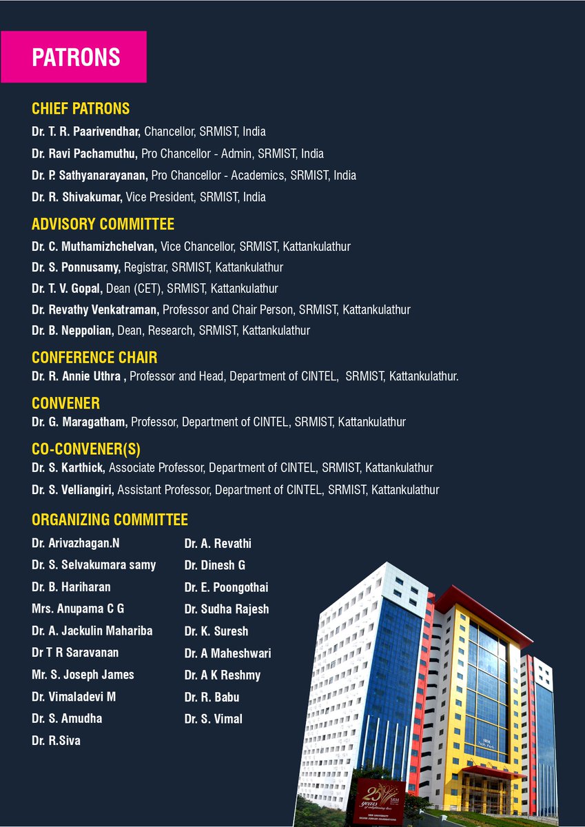 SRM_Univ's tweet image. #SRMIST invites all Research Aspirants!!✨

#DepartmentofComputingIntelligence, School of Computing, Ktr -  organizing the 3rd International Conference on Deep Sciences for Computing and Communications (#IconDeepCom2024) on April 24th and 25th, 2024